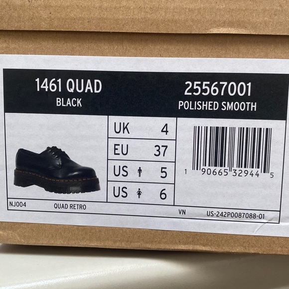 doc martens black 1461 platform shoes size 6 - Picture 6 of 8